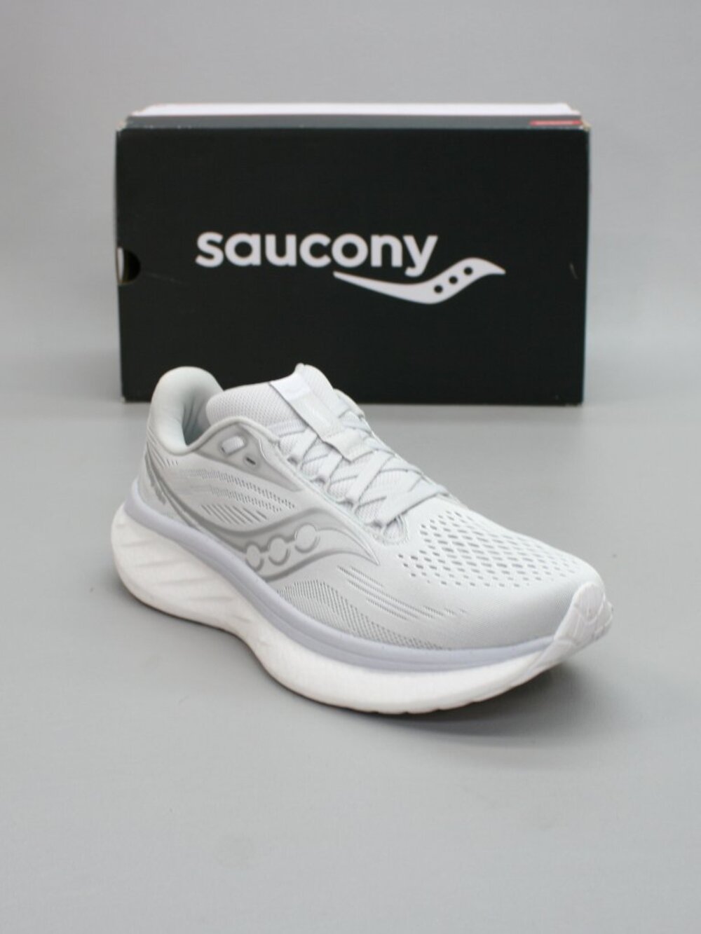 Saucony Ladies 7.5 Ride 18 Cloud Grey White Running Shoes Sneakers - S11000-103